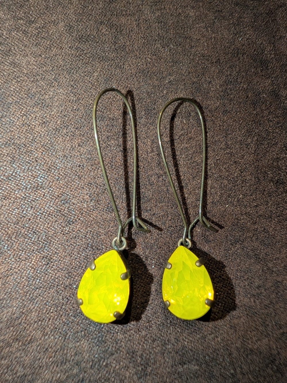 Neon Yellow Teardrop Dangle Earrings